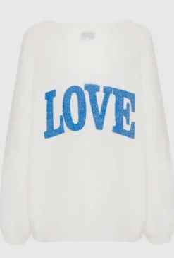 Outlet - Silja mohairneule LOVE, white/sky blue Neuleet Ja Neuletakit