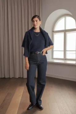 Online Ariel lyhythihainen neule, dark navy Neuleet Ja Neuletakit