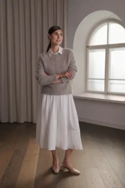 Clearance Arielle pitkähihainen neule, greige Neuleet Ja Neuletakit