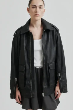 Auras Leather Jacket, black Ulkotakit Ja -Liivit|Uutuudet