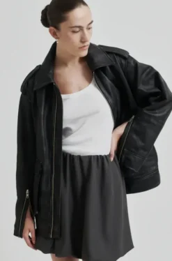 Auras Leather Jacket, black Ulkotakit Ja -Liivit|Uutuudet