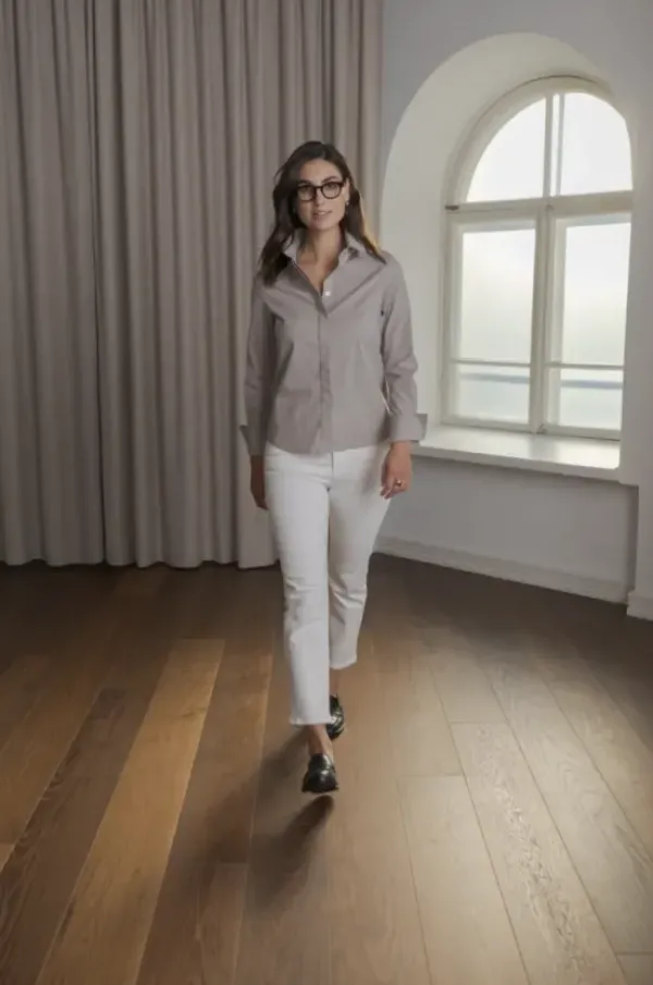 Best Camilla puuvillakauluspaita, greige Paidat Ja Topit|Uutuudet