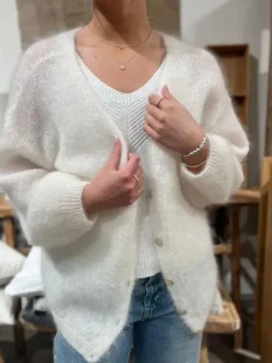 Discount Cornelia mohairneuletakki, white Neuleet Ja Neuletakit