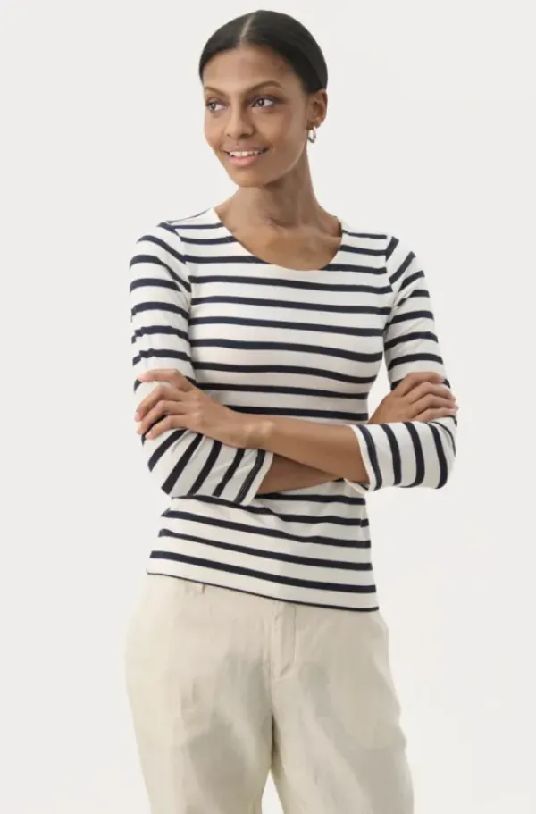 Sale Emel t-paita, navy and white stripe Paidat Ja Topit|Uutuudet
