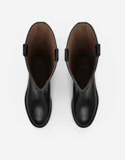 Online - Frances saappaat nahkaa, musta Saappaat Ja Nilkkurit