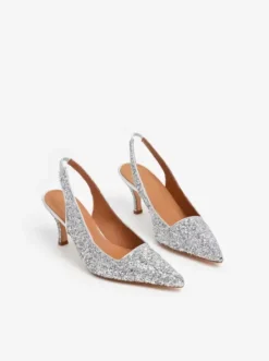 New - Franchesca Glitter Textile Silver Korkokengät Ja Ballerinat