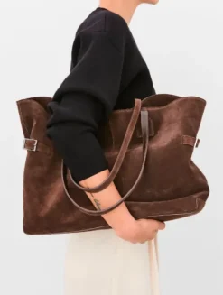 Online - Lesley tote bag, suede chocolate Laukut|Janinan Suosikit