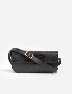 Discount - Lillie Shoulder Bag, Leather Black Lizzard Laukut