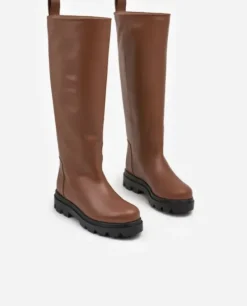 Outlet - Luna pitkät nahkasaappaat, caramel Saappaat Ja Nilkkurit