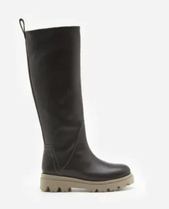 Best - Luna pitkät nahkasaappaat, tummanruskeat Saappaat Ja Nilkkurit