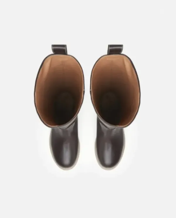 Best - Luna pitkät nahkasaappaat, tummanruskeat Saappaat Ja Nilkkurit