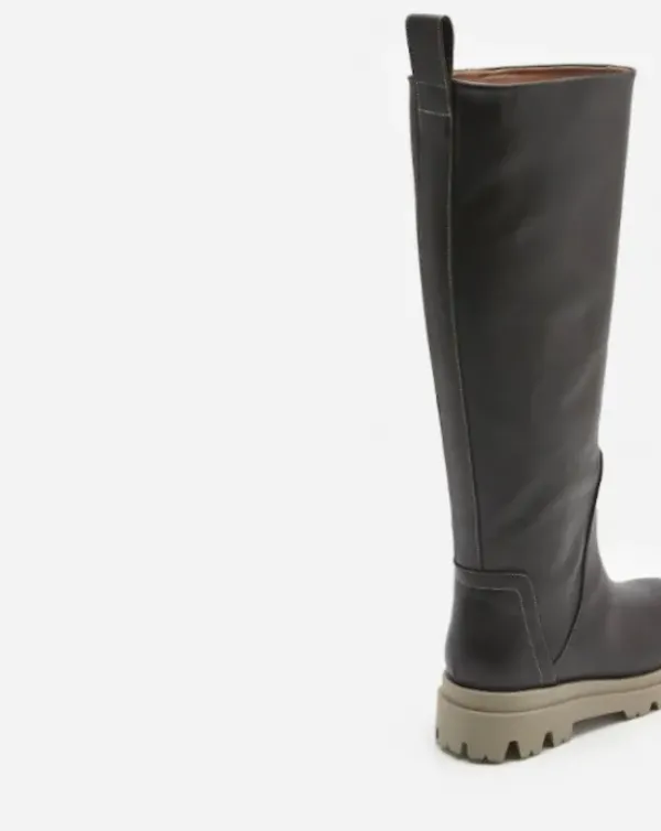 Best - Luna pitkät nahkasaappaat, tummanruskeat Saappaat Ja Nilkkurit