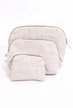 Outlet Gauhar - kosmetiikkapussi raidallinen beige-valk Kosmetiikkapussit