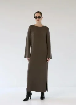 Clearance Gauhar - Merinovillainen neulemekko, coffee Mekot Ja Hameet|Neuleet Ja Neuletakit