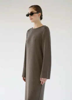 Clearance Gauhar - Merinovillainen neulemekko, coffee Mekot Ja Hameet|Neuleet Ja Neuletakit