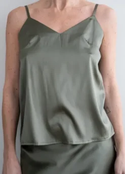 Outlet Gauhar - silkkitoppi v-neck, green Paidat Ja Topit|Juhlavaatteet