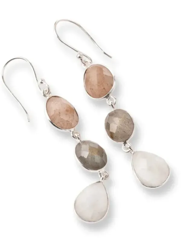 Hot Granted Peach Moonstone Labradorite Moonstone SP korvakorut Korvakorut