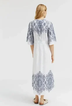 Online - Hali pitkä mekko, white/blue Mekot Ja Hameet|Juhlavaatteet