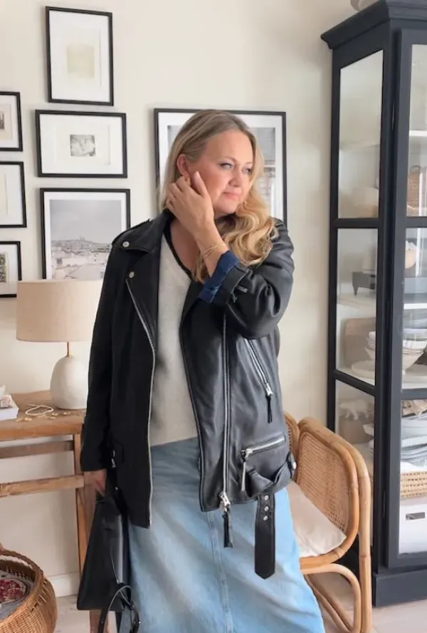 Hot - Emelie musta oversize nahkatakki Ulkotakit Ja -Liivit