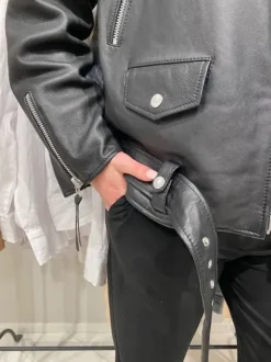 - Leah nahkatakki, musta Ulkotakit Ja -Liivit