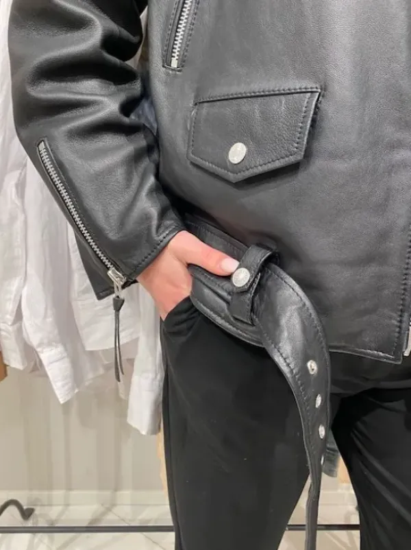 - Leah nahkatakki, musta Ulkotakit Ja -Liivit