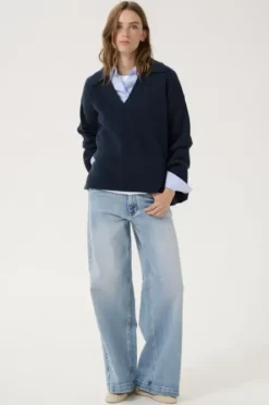 Clearance Huxi V-neck neule, tummansininen Neuleet Ja Neuletakit|Uutuudet