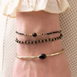 Clearance Iris rannekoru Black Onyx, gold Rannekorut