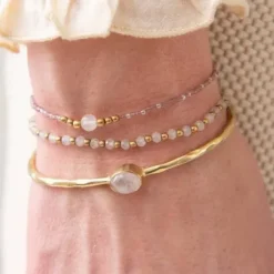 New Iris rannekoru Rose Quartz, gold Rannekorut