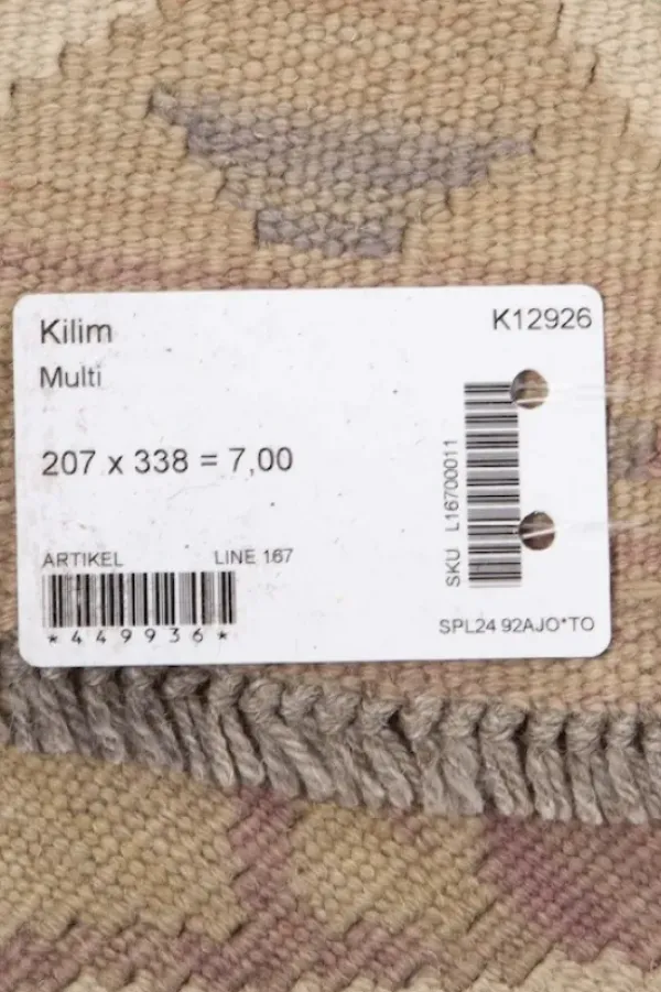 Online Kelim matto, multi custom #619 / 207x338cm Matot