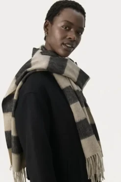 Discount Kitha huivi villaa, black stripe Huivit Ja Kaulurit