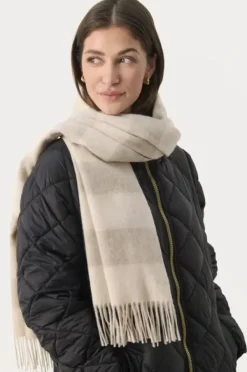 Kitha huivi villaa, travertine stripe Huivit Ja Kaulurit