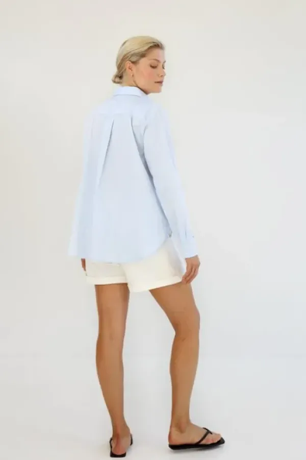 Hot Klassinen paitapusero pitkillä hihoilla, vaaleansininen Paidat Ja Topit|Uutuudet