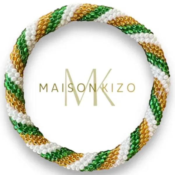 Best - Green, White and Gold Nepali Bracelet B172 Maison Kizo