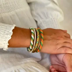 Best - Green, White and Gold Nepali Bracelet B172 Maison Kizo
