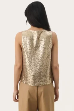 Malikka toppi, gold Paidat Ja Topit|Juhlavaatteet