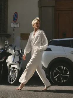 Best - Kay Carli housut, ecru long Farkut Ja Housut|Juhlavaatteet