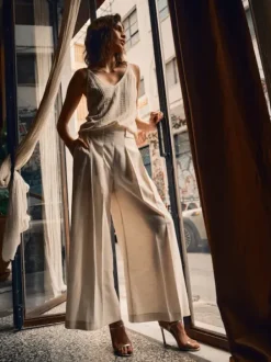 Clearance - Thea Edena housut, ecru long Farkut Ja Housut|Juhlavaatteet