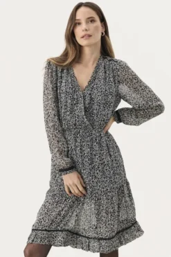 Outlet Munya mekko, dark navy micro flower Mekot Ja Hameet|Juhlavaatteet