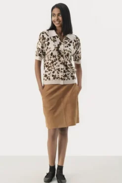 Hot Nimra pusero kauluksilla, leopard print Paidat Ja Topit|Neuleet Ja Neuletakit