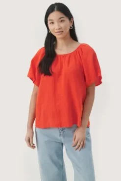 Best - Georgiana pusero, mandarin red Paidat Ja Topit