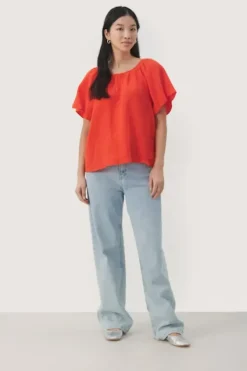 Best - Georgiana pusero, mandarin red Paidat Ja Topit