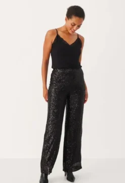 Clearance - Tatiana kimallehousut long, musta Farkut Ja Housut