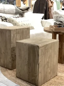 Discount - kuutio puujakkara/pöytä 40, natural Vanhat Puuhuonekalut