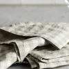 New - pellavaservetti ruutu, natural Keittiötekstiilit