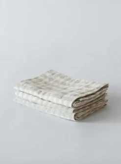 New - pellavaservetti ruutu, natural Keittiötekstiilit