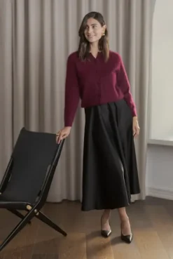 Sale Tina leveähelmainen satiinihame, black Mekot Ja Hameet|Juhlavaatteet