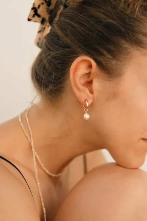 Discount Venice Pearl Hoop korvakorut, kulta Joyem