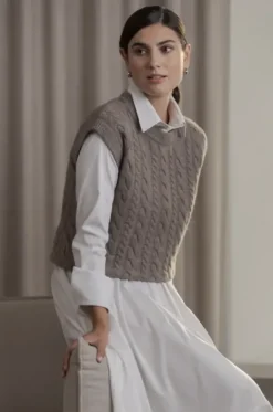 Clearance Vivian palmikkoneuleliivi, nougat Neuleet Ja Neuletakit|Uutuudet