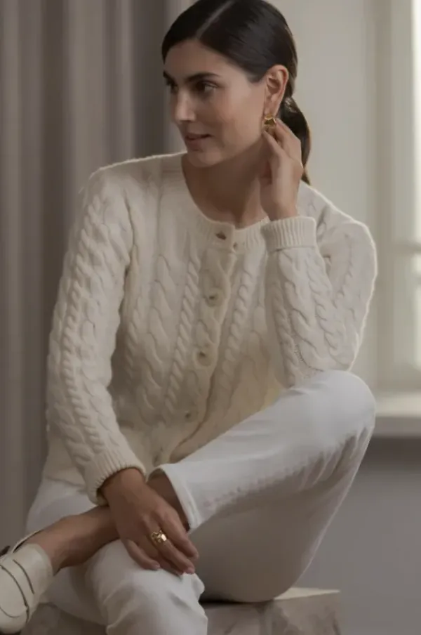 New Vivianna palmikkoneuletakki, cream Neuleet Ja Neuletakit|Uutuudet