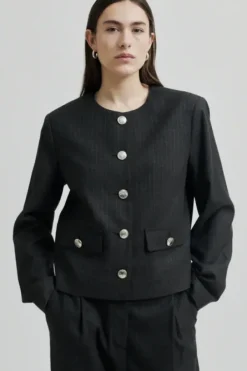 New Wake lyhyt bleiseri, dark grey melange Bleiserit Ja Liivit|Juhlavaatteet